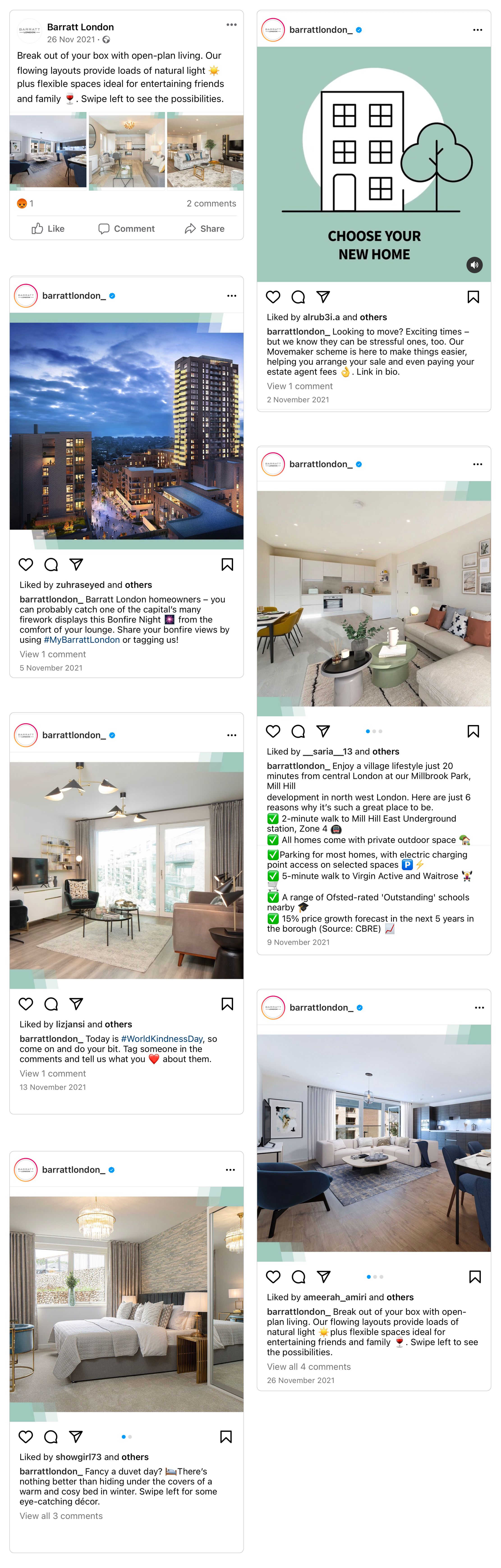 Barratt London social posts