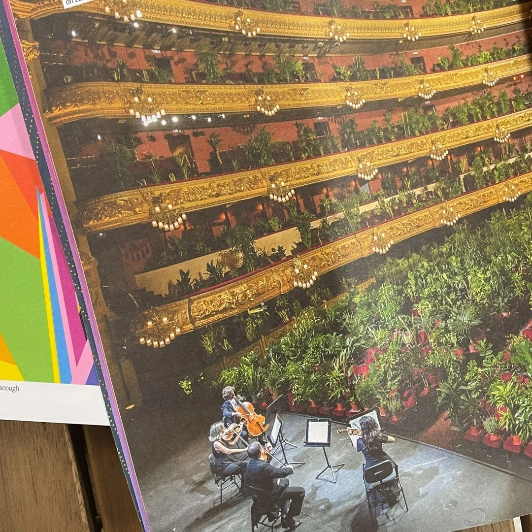Musicians from UceLi Quartet perform for an audience made up of 2,292 plants at the Gran Teatre del Liceu opera house in Barcelona, Spain, on 22nd June 2020.⠀⠀⠀⠀⠀⠀⠀⠀⠀
⠀⠀⠀⠀⠀⠀⠀⠀⠀
- From Delayed Gratification Issue #41 covering the year 2020, &quot;A Ne