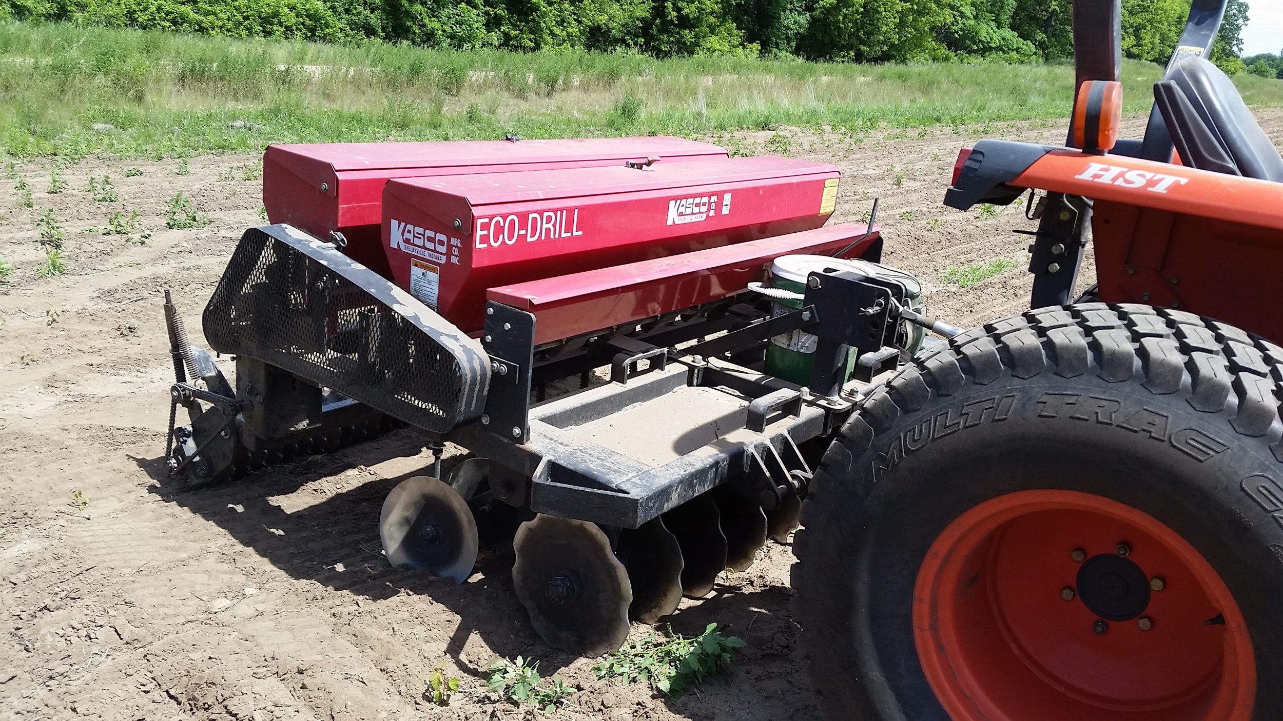 Seeding prairies requires specialized equipment, such as no-till drill seeders. We use the Kasco Eco Drill for smaller, lower, and wetter projects (see above), and a Great Planes no-till drill for CRP seeding and larger projects. 