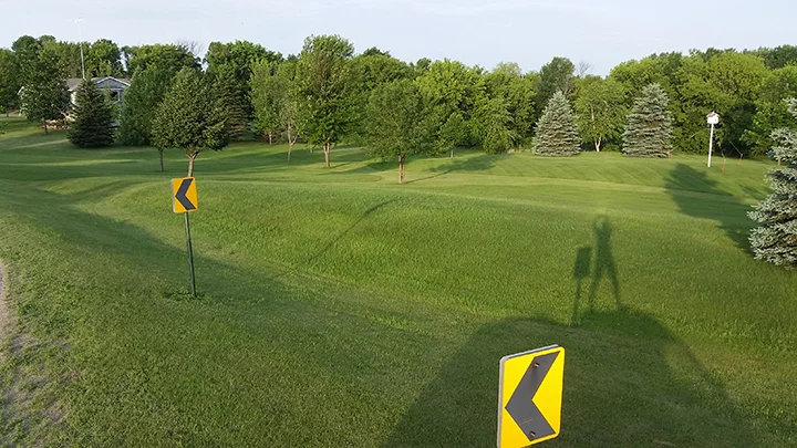 Here is a photo I took two days ago of a lawn of a homeowner in the country (you can see a shadow of me photographing it). Up until now, they have been mowing some 2.5 acres, and doing so for decades. If you look closely, you can see the lighter green where the grass will be saved as paths. The rest will finally be put in pollinator, or prairie, plots. 