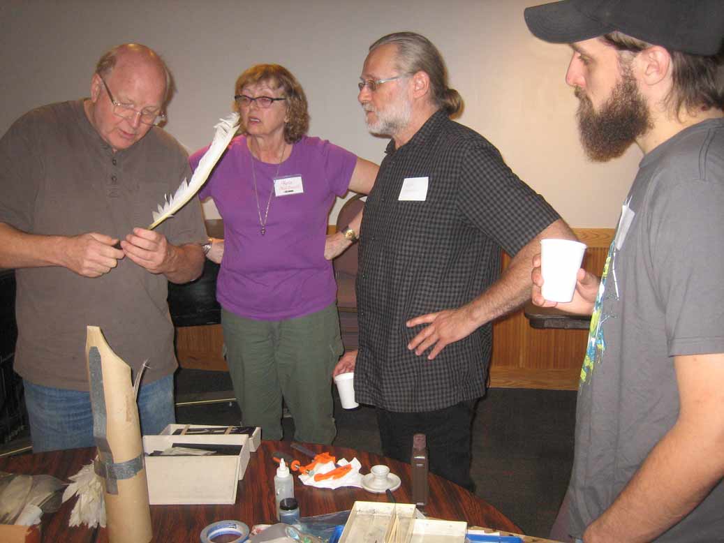 Denny Rudd demonstrating quill cutting