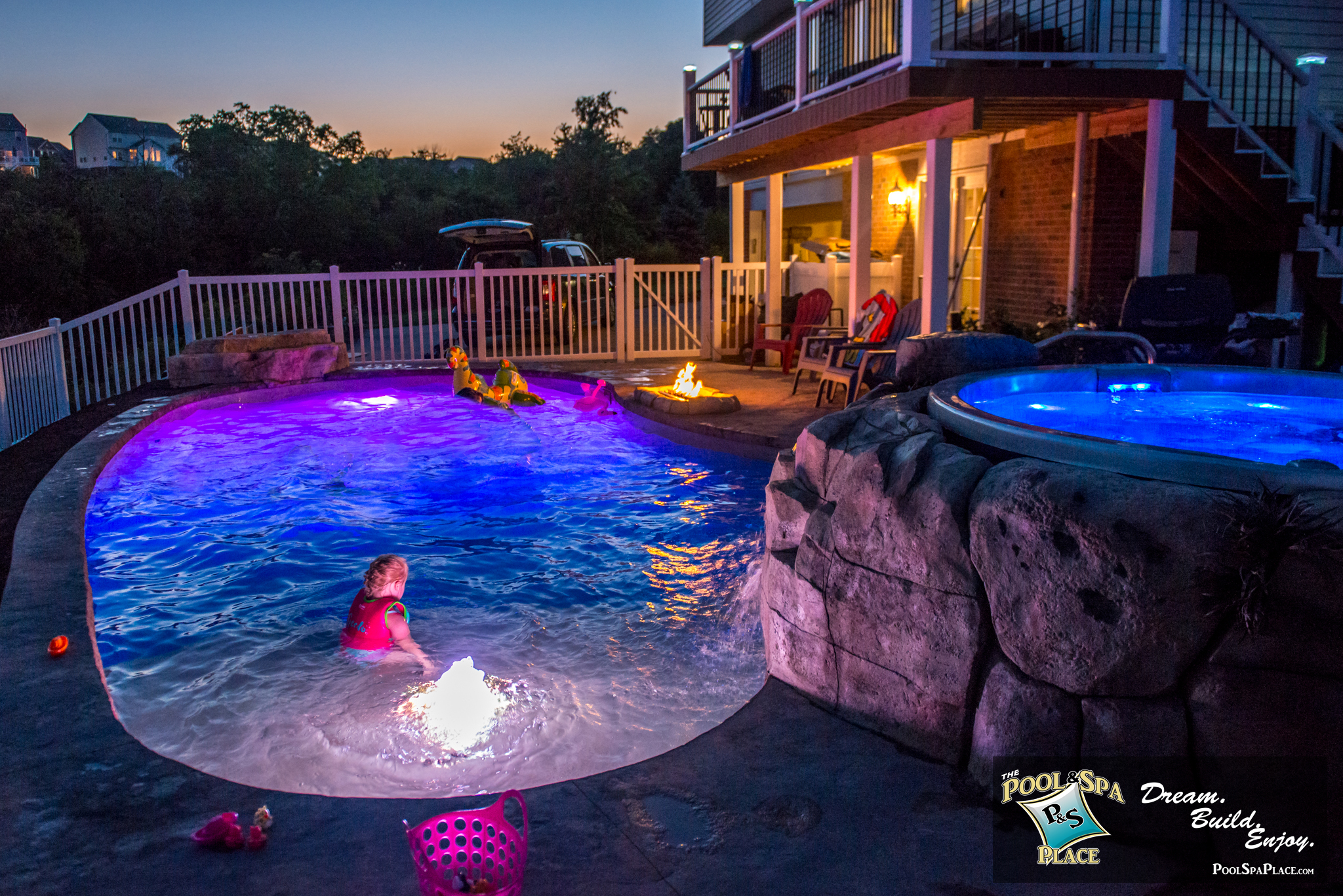 The North Strabane Oasis is all lit up at night!