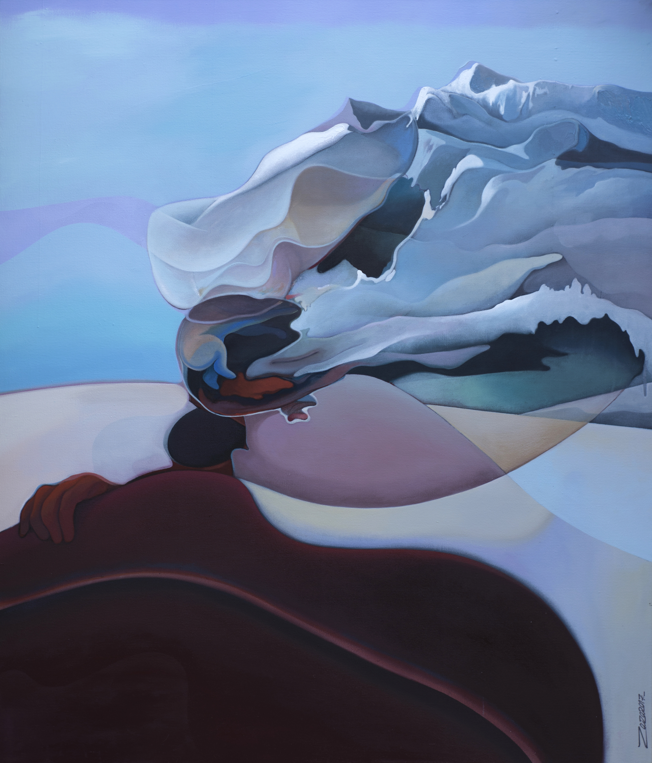 A Look at the Mountains. Acrylic and Oil on canvas, 110x130cm, 2017