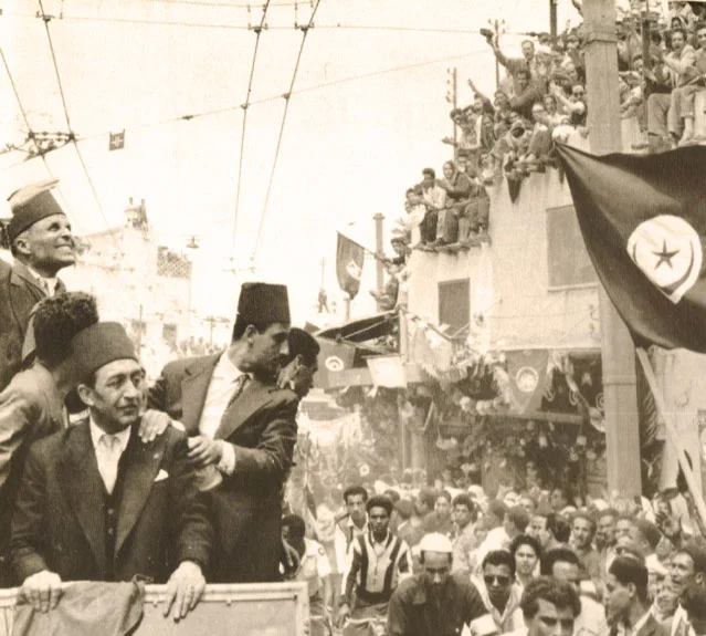 Bourguiba in Tunis, 1955, post-independence. Courtesy of Wikicommons.
