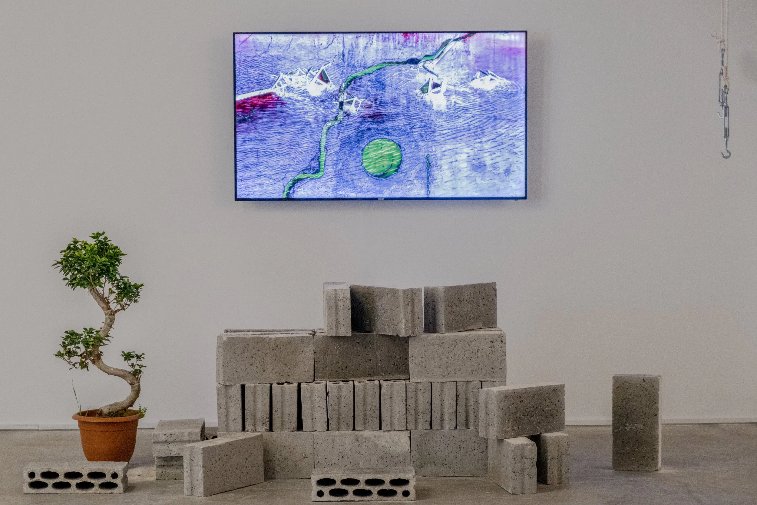 Installation shot, K. Hall (2019), by Basel Hasan, Diana Al Zubi, and Mostafa Onsy. Image courtesy of Darat al Funun.