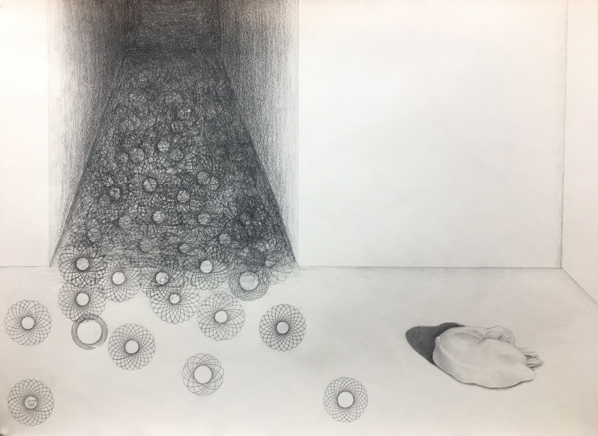  Darkness Sleeping Through, pencil on paper, 42 x 59 cm, 2018 
