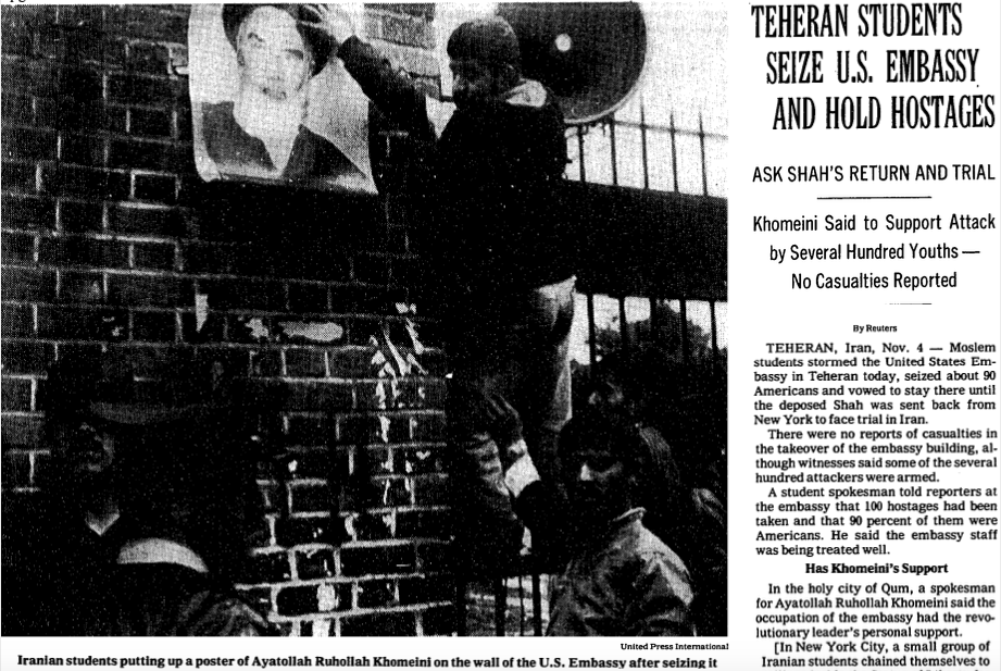 Nov 5th, 1979 - Teheran Students Seize US Embassy and Hold Hostages - New York Times.png