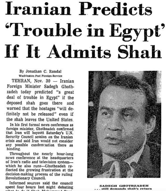 November 30th, 1979 - Iranian Predicts 'Trouble in Egypt' If It Admits Shah - The Washington Post.png
