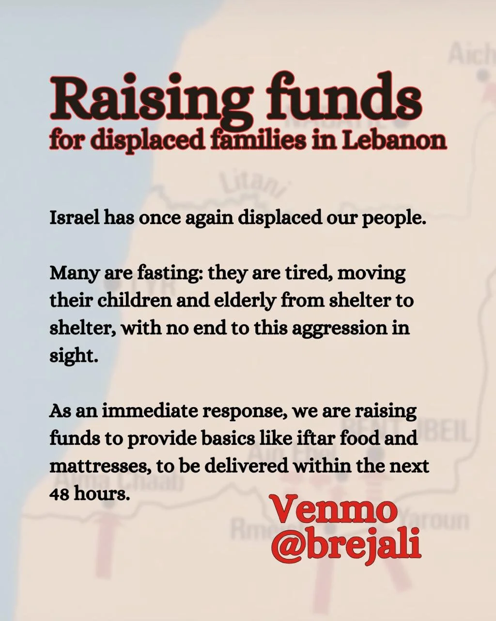 FUNDRAISER FOR DISPLACED FAMILIES IN LEBANON