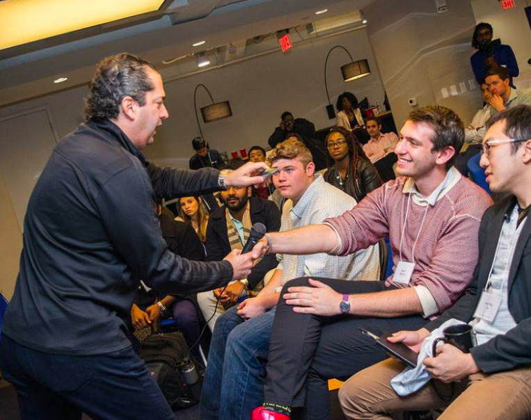 Next Gen @ Philadelphia attendees practicing how to network with prominent Philadelphia investor and Next Gen speaker Wayne Kimmel.