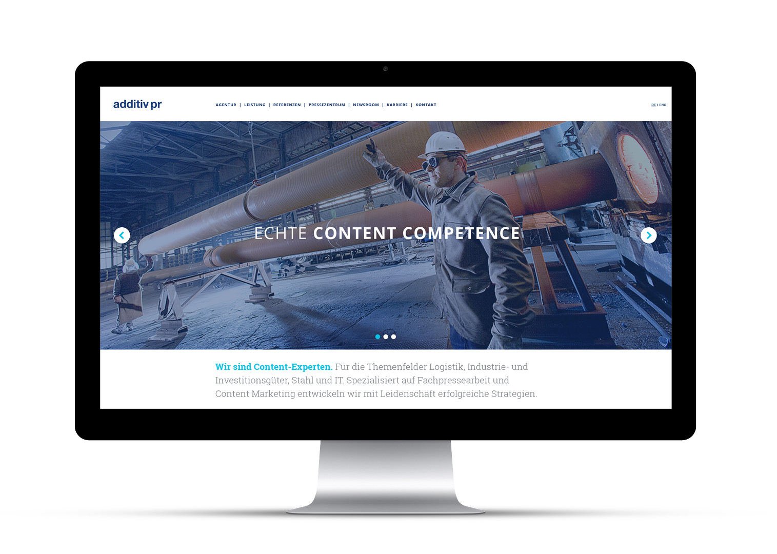 Webdesign for additiv pr, graphic design by sons of ipanema from cologne.