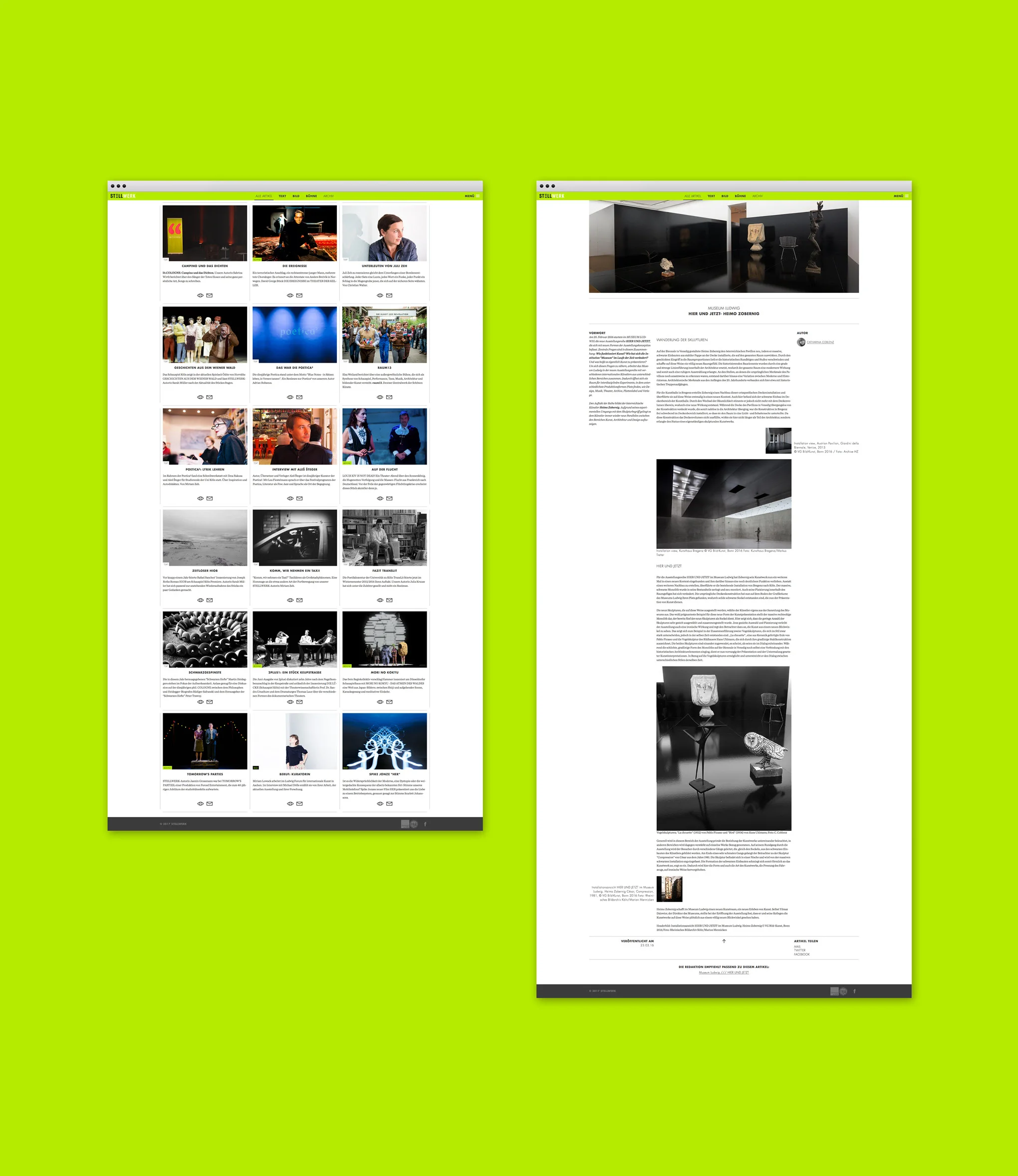 Webseitengestaltung für das Online-Magazin Stellwerk von dem kölner Grafikbüro sons of ipanema.