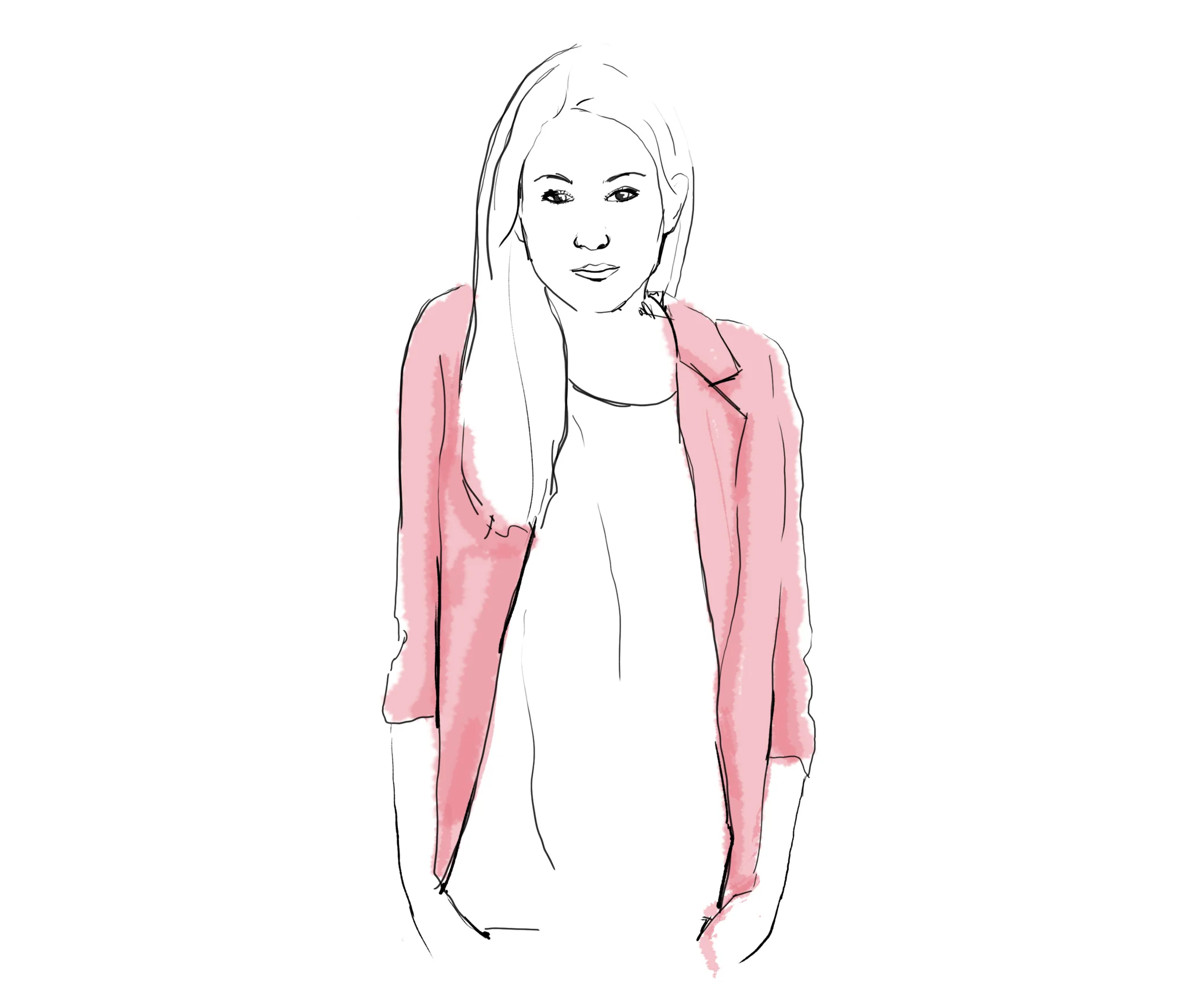 Frau gezeichnet schwarzer Outline und Aquarell für den Street One Pocket Guide. Illustration von den sons of ipanema in Köln.