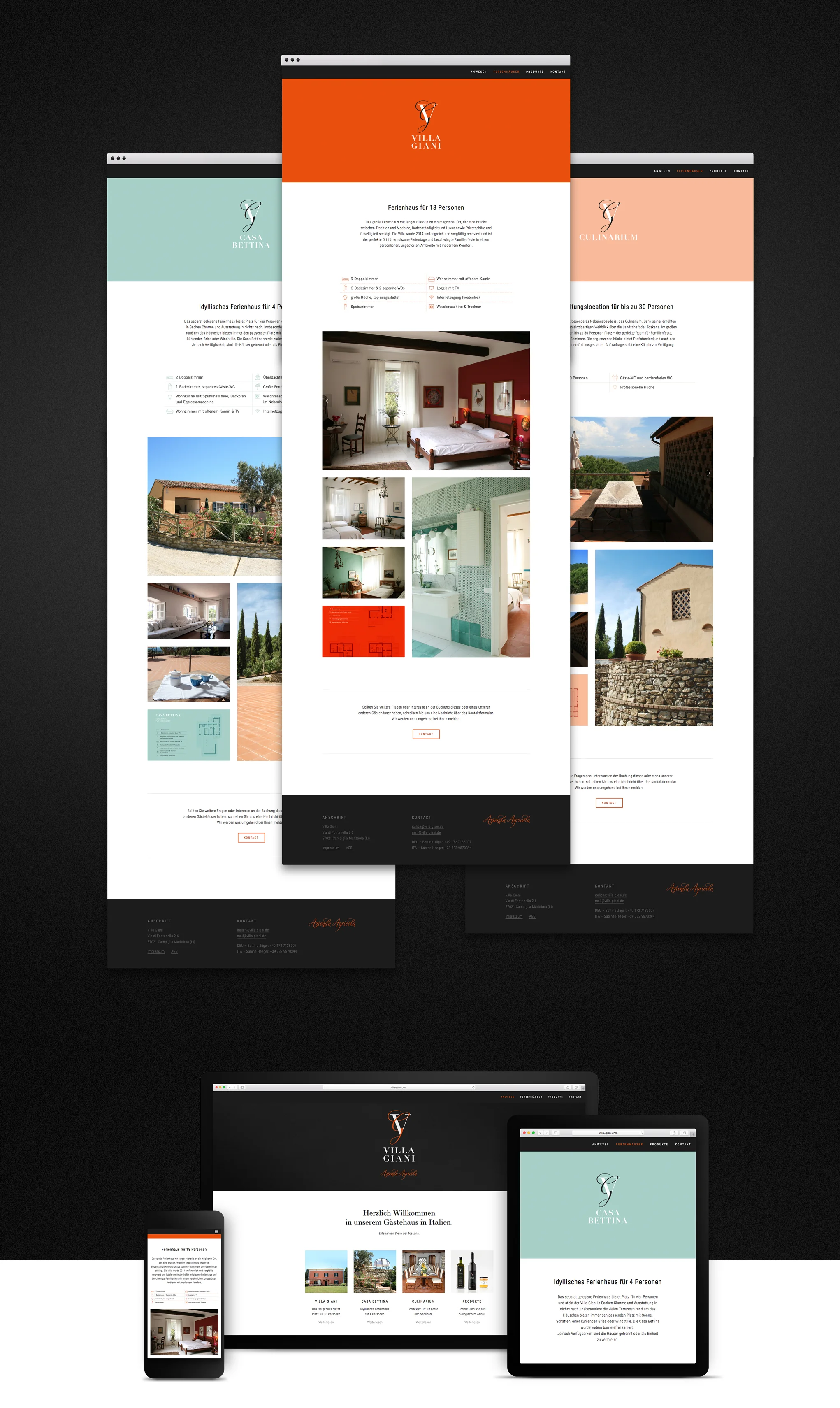 Web Design von den sons of ipanema für Villa Giani, eine Villa in der Toskana