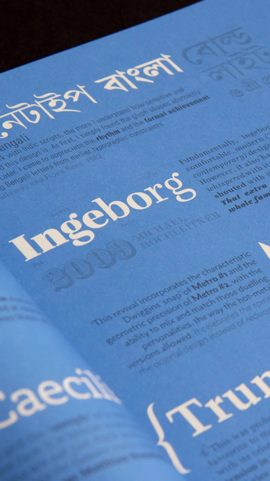 Gestaltung Typo Magazin 8 Faces von den sons auf ipanema einem Grafikbüro aus Köln. Typografie Ingeborg.