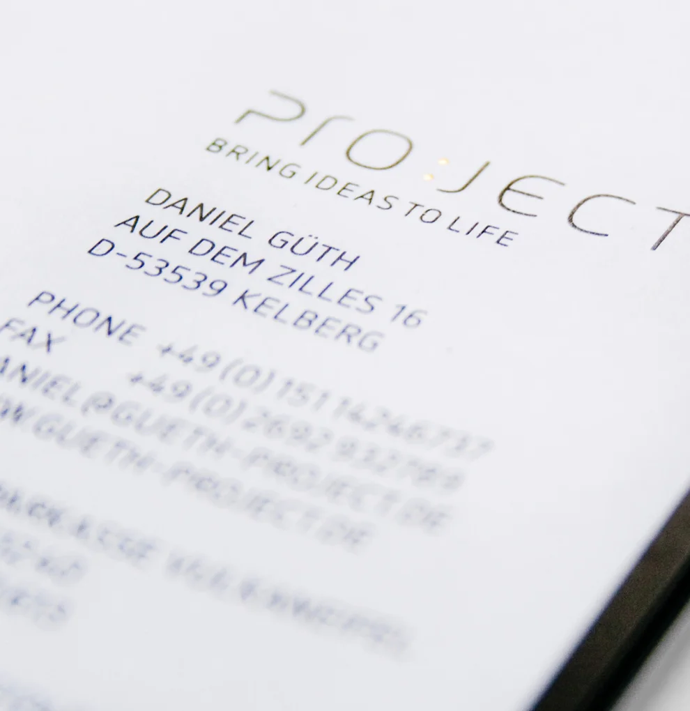 Corporate Design, Briefpapier für Project (Bring Ideas to Life), entworfen von den sons of ipanema, einer Kreativ Agentur aus Köln.