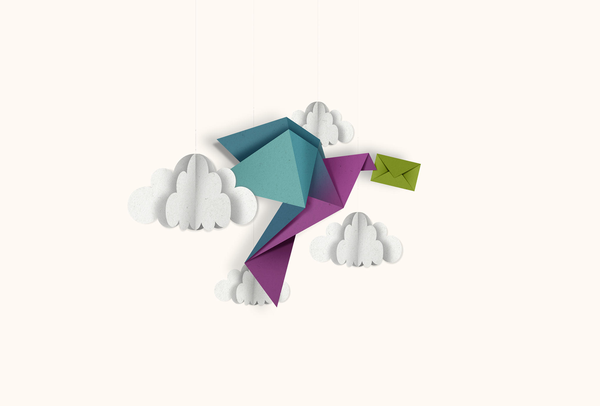 Origami Illustration eines Vogels von den sons of ipanema für die NORD/LB Luxemburg