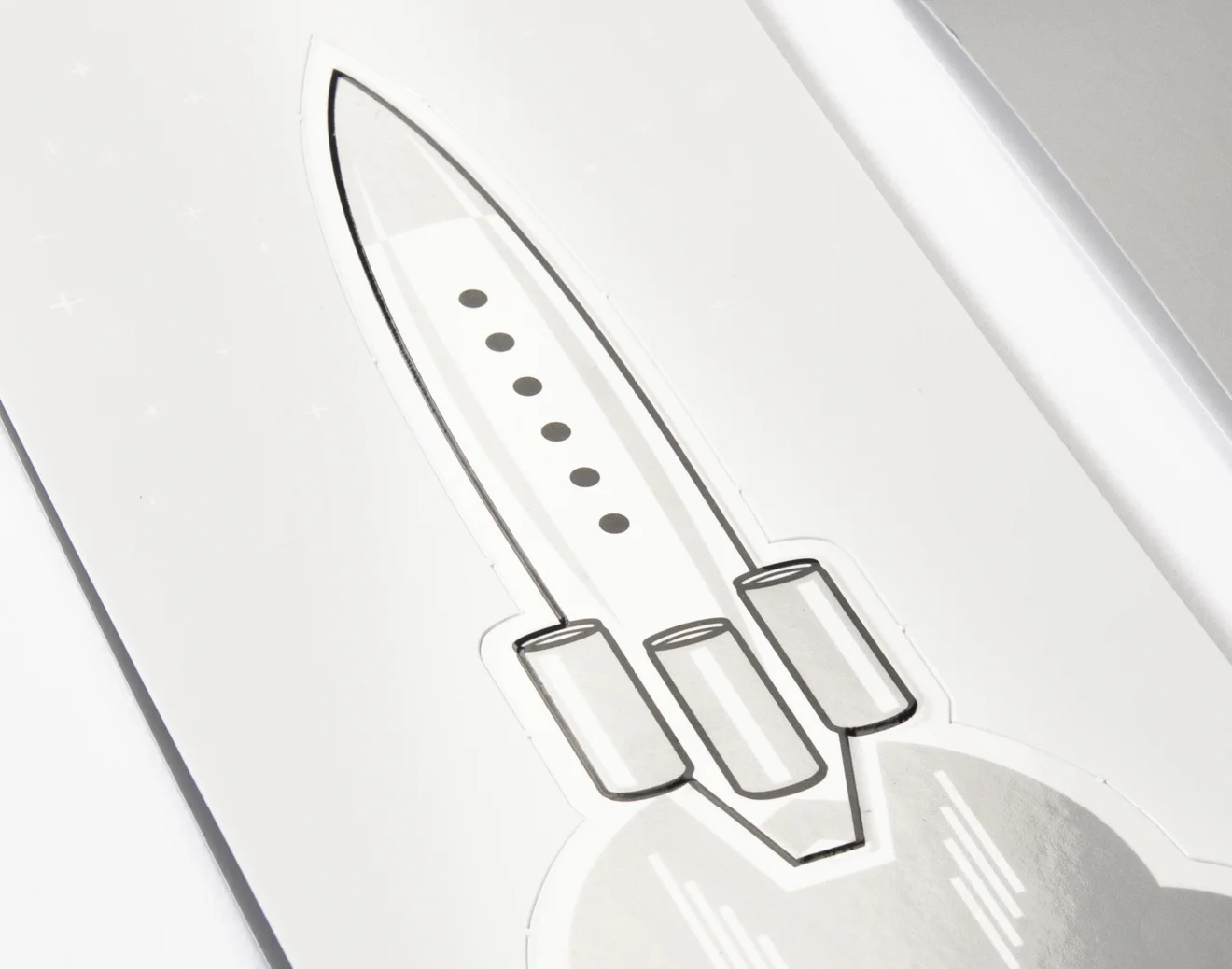 Detail von der Raketen Perforation aus der Einladung von Red Bull für die Veranstaltungsreihe 123 Rakete. Gestaltet von den sons of ipanema.