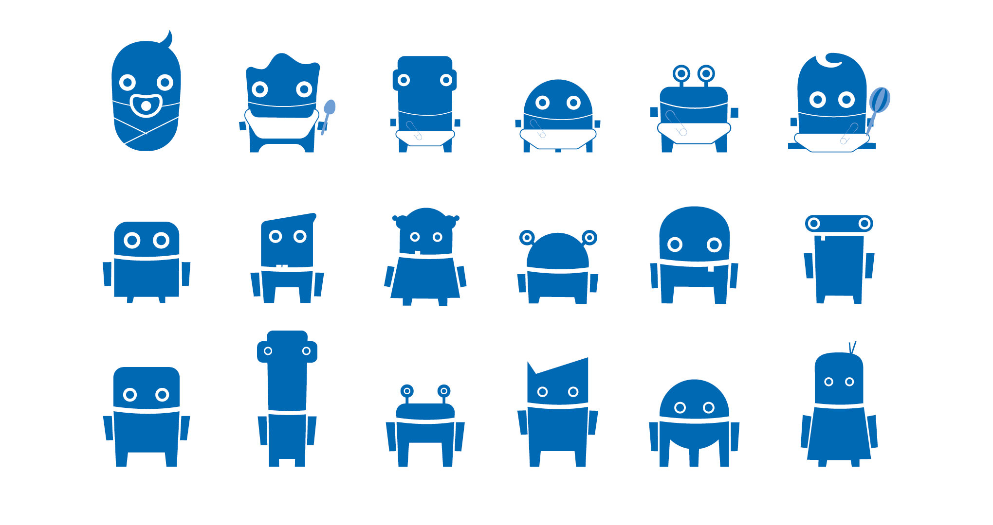 Mini-Roboter Illustrationen von den sons of ipanema, einer Design Agentur aus Köln für die RWTH Aachen