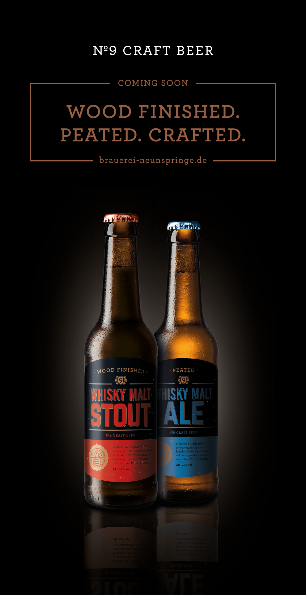 Rollup-Banner mit den beiden Whiskybiere der Brauerei Neunspringe.