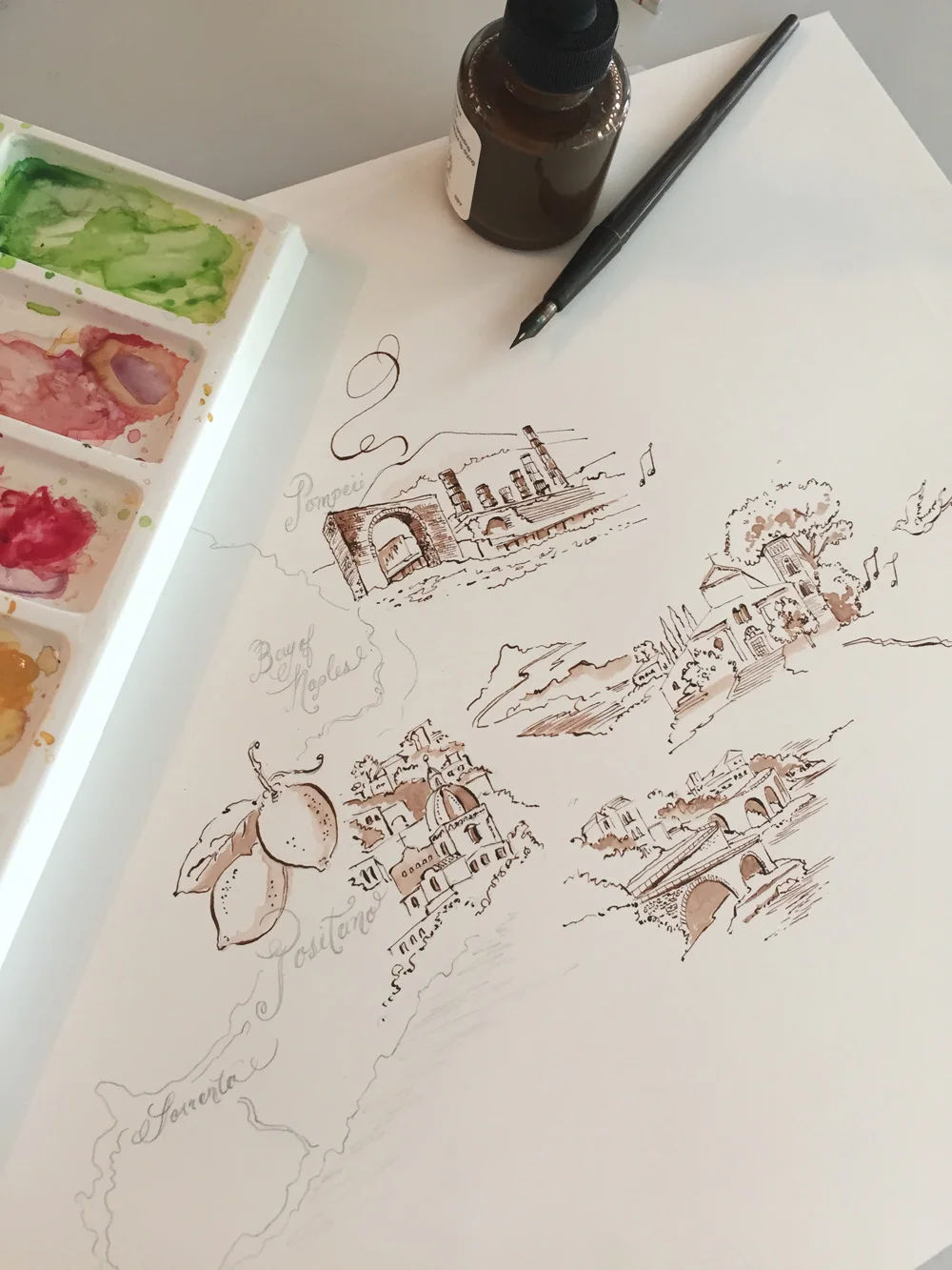 Hand Painted Wedding Maps | Paper Melange