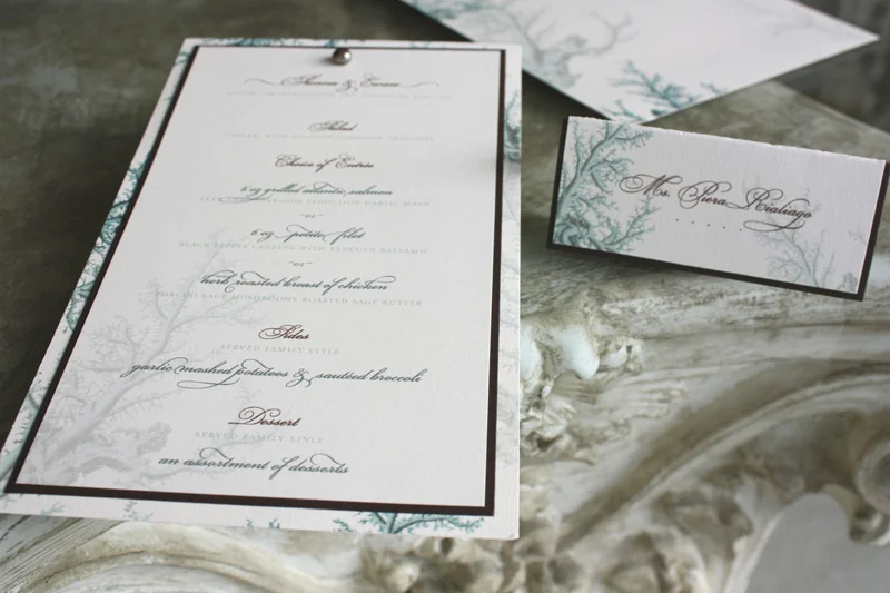 papermelange.com | Sea Glass Wedding Invitations | Paper Melange Custom Event Stationery | Exclusive Invites For Weddings and Events