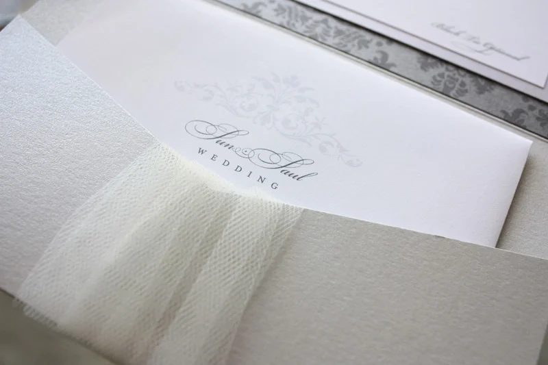 papermelange.com | Tulle and Lavender Wedding Invitations | Paper Melange Custom Event Stationery | Exclusive Invites For Weddings and Events