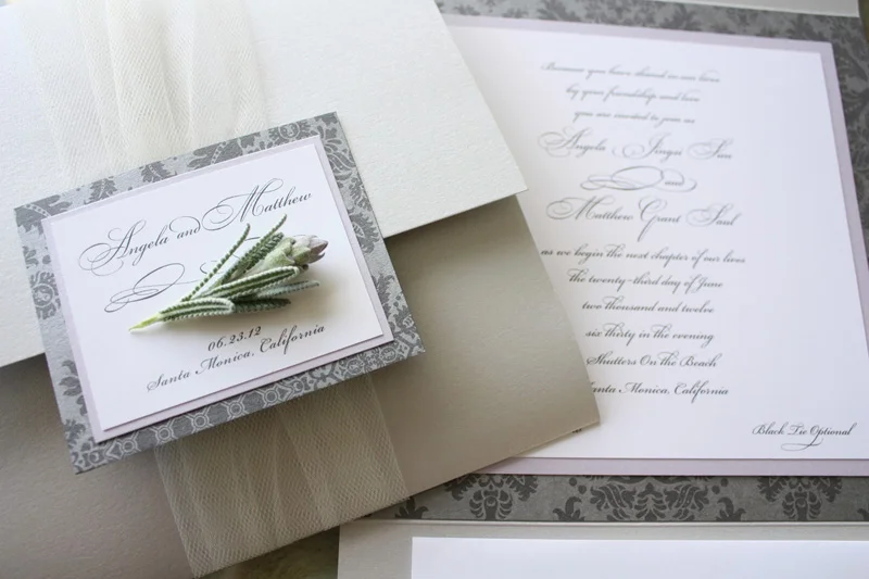 papermelange.com | Tulle and Lavender Wedding Invitations | Paper Melange Custom Event Stationery | Exclusive Invites For Weddings and Events