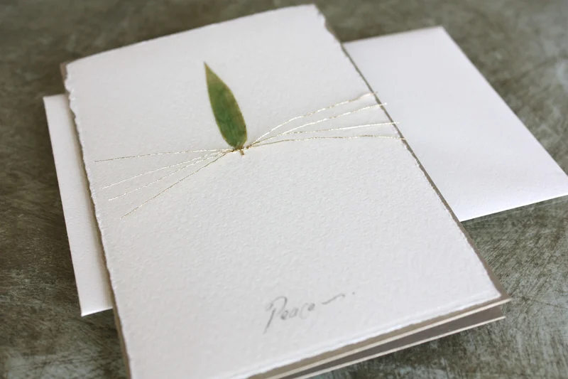papermelange.com | Sage Leaf Holiday Card | Seasonal Stationery and Invitations | Paper Melange