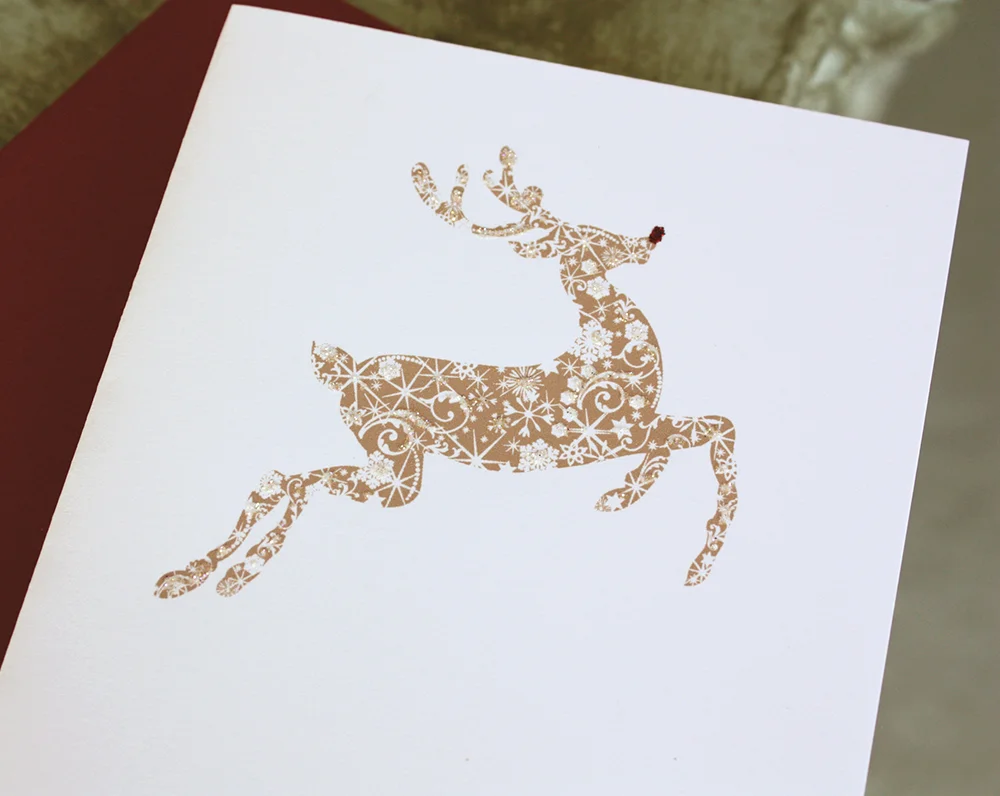 papermelange.com | Reindeer Holiday Card | Seasonal Stationery and Invitations | Paper Melange