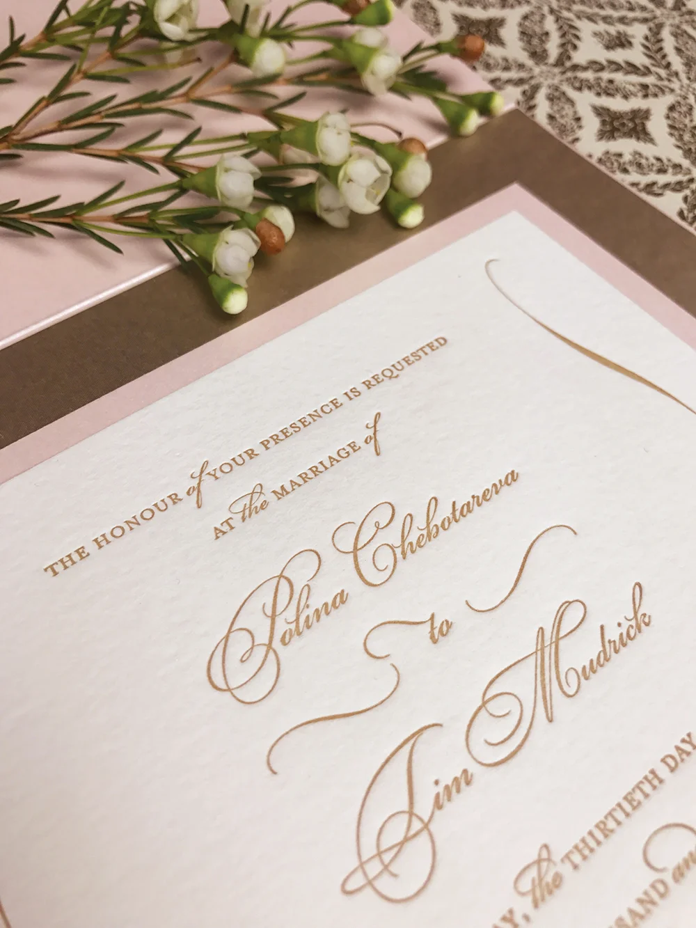 papermelange.com | Pink and Gold Wedding Invitations | Paper Melange Custom Event Stationery | Exclusive Invites For Weddings and Events