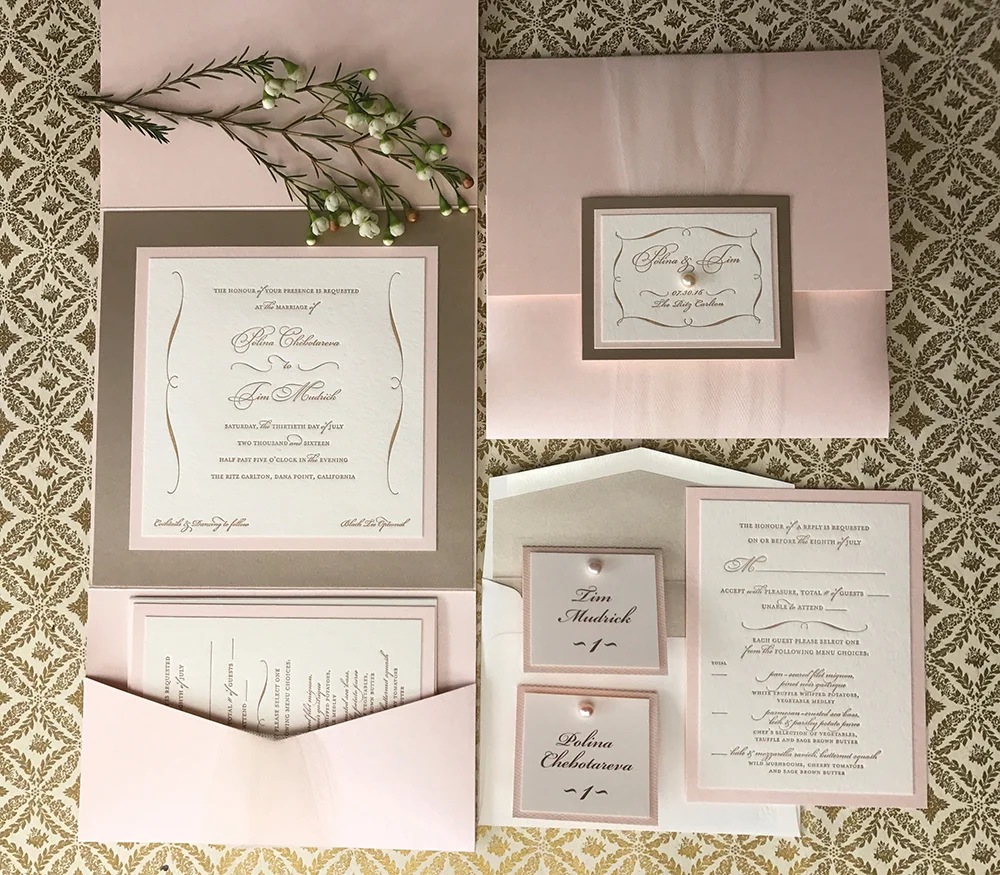 papermelange.com | Pink and Gold Wedding Invitations | Paper Melange Custom Event Stationery | Exclusive Invites For Weddings and Events