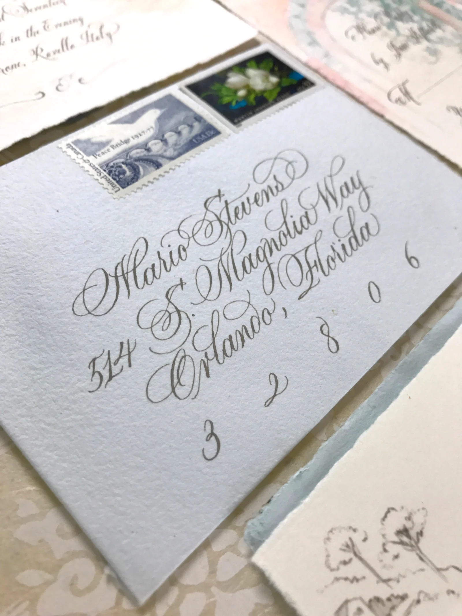 papermelange.com Villa Cimbrone custom wedding invitation | Amalfi Wedding | Ravello Wedding | Hand painted wedding invitation