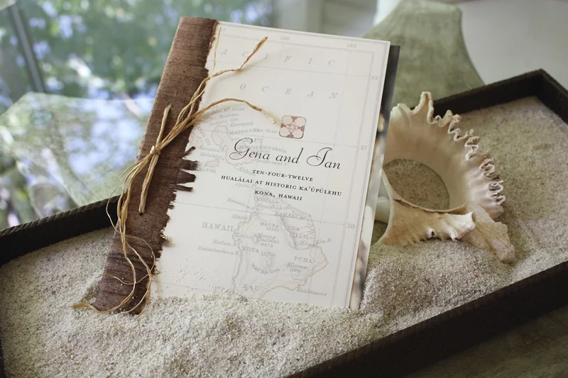 papermelange.com | Kona Hawaii Destination Wedding Invitations | Paper Melange Custom Event Stationery | Exclusive Invites For Weddings and Events