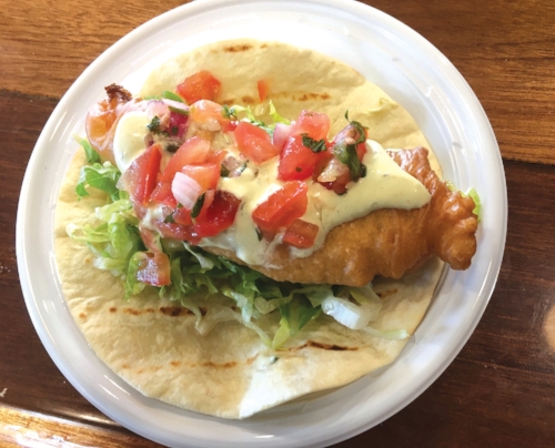 A fluke taco caught and prepared by Southold Fish Market to promote freshly caught local seafood. (Credit: Cornell Cooperative Extension courtesy photo)