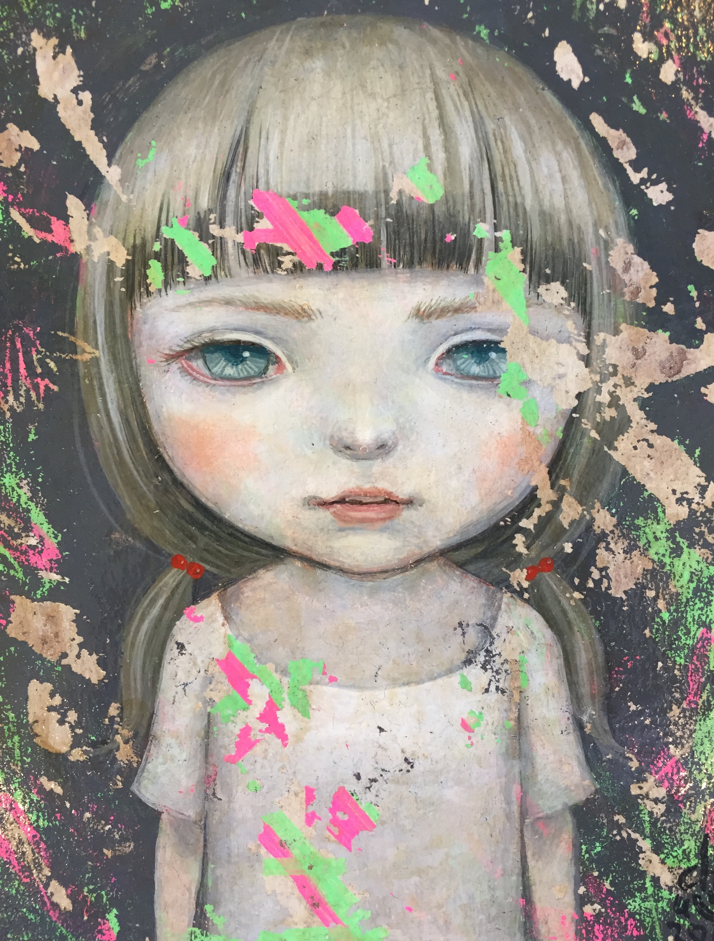 Gouache, aquarelle & acrylique sur toile - 16 x 18,5 cm