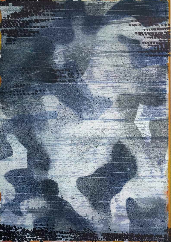 waterscopie#13- 2018 - Pencil and acrylic on paper stuck on wood - 19,3 x 28 cm
