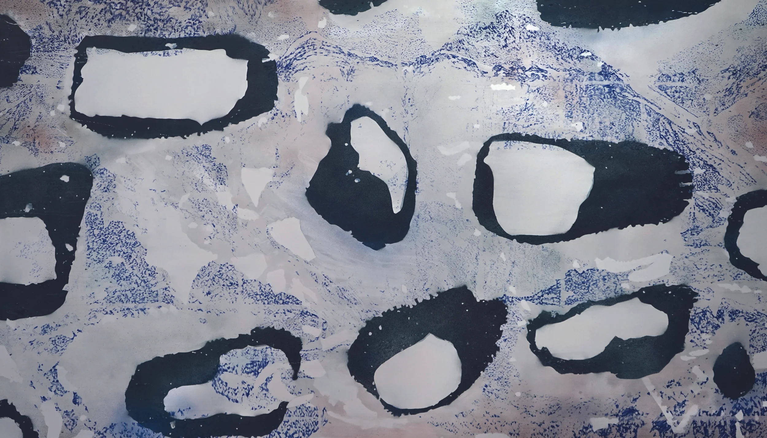Untitled waterscape#3 - 2018 - Pencil, ink & acrylic on paper - 116 x 188 cm