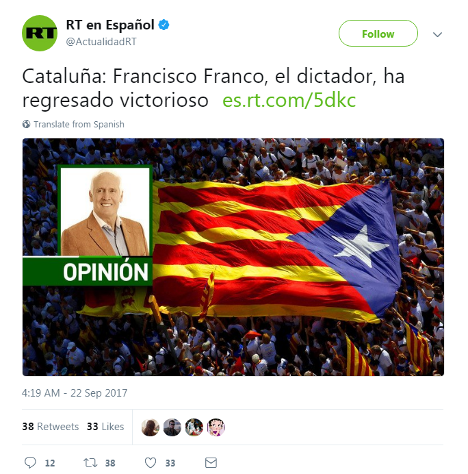 Russian meddling machine sets sights on Catalonia