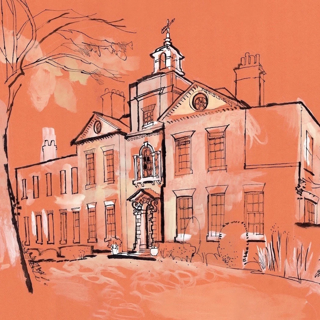 A drawing of Bell House by Lucinda Rogers, commissioned in 2016