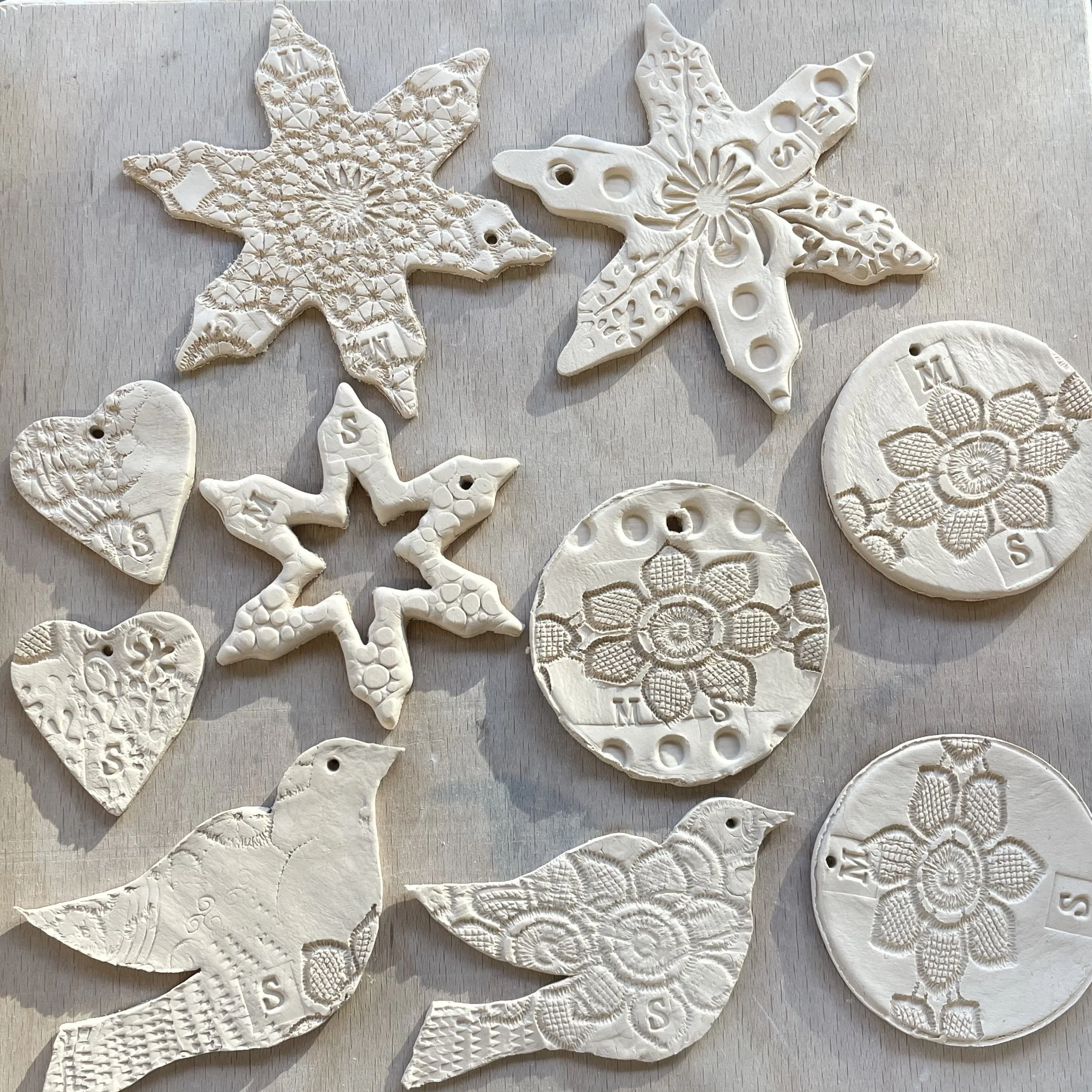 Christmas decorations out of paper porcelain