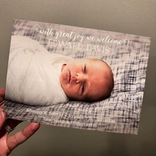 @brihaleys We met designing your wedding invitations a few years back and now I had the honor of designing your baby announcement! You and your family are just the best! It absolutely melts my heart to have these incredible relationships with clients