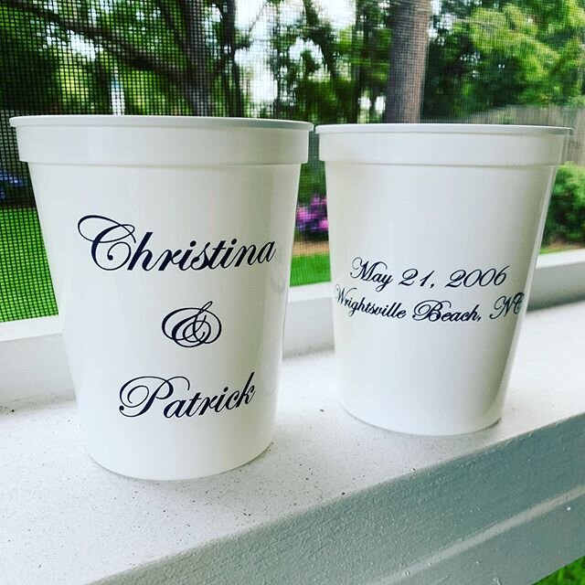 Sweet @christinabhudson had this same style cup created for her 2006 wedding! I adored recreating her original cup to continue &ldquo;cheers&rsquo;ing&rdquo; with! 🥂🥂🥂