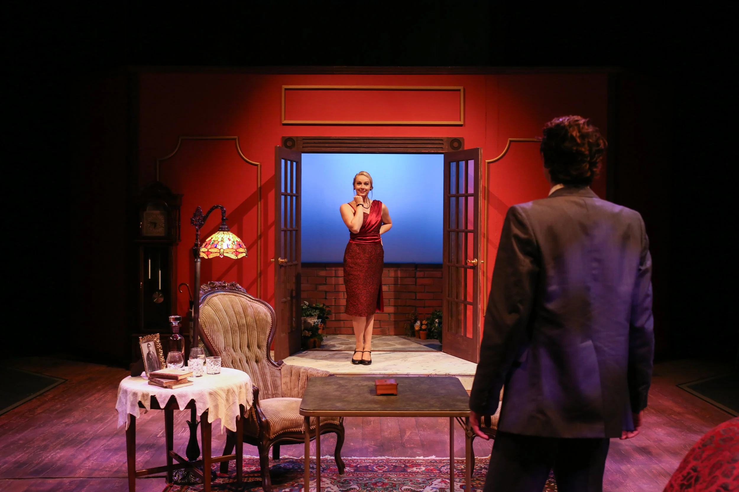 The Real Inspector Hound (2016) --- Texas Christian University Director : Chase Ainsworth; Assistant Director : Natalie Guess; Scenic Designer : Libby Rubin; Costume Designer : Libby Rubin; Lighting Designer : Tyler Beard; Sound Designer : David Lewis; Technical Director : Tristan Decker; Photo: Amy Petersen