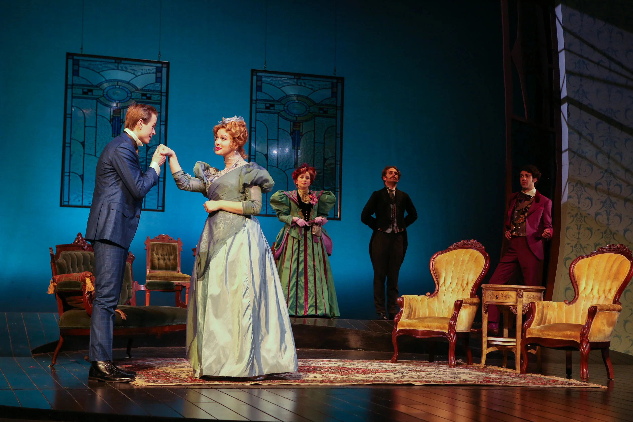 The Importance of Being Earnest (2017) --- Texas Christian University Director : Krista Scott; Scenic Designer : Michael Heil; Costume Designer : Murell Horton; Lighting Designer : Tyler Beard; Technical Director : Tristan Decker; Photo: Amy Petersen