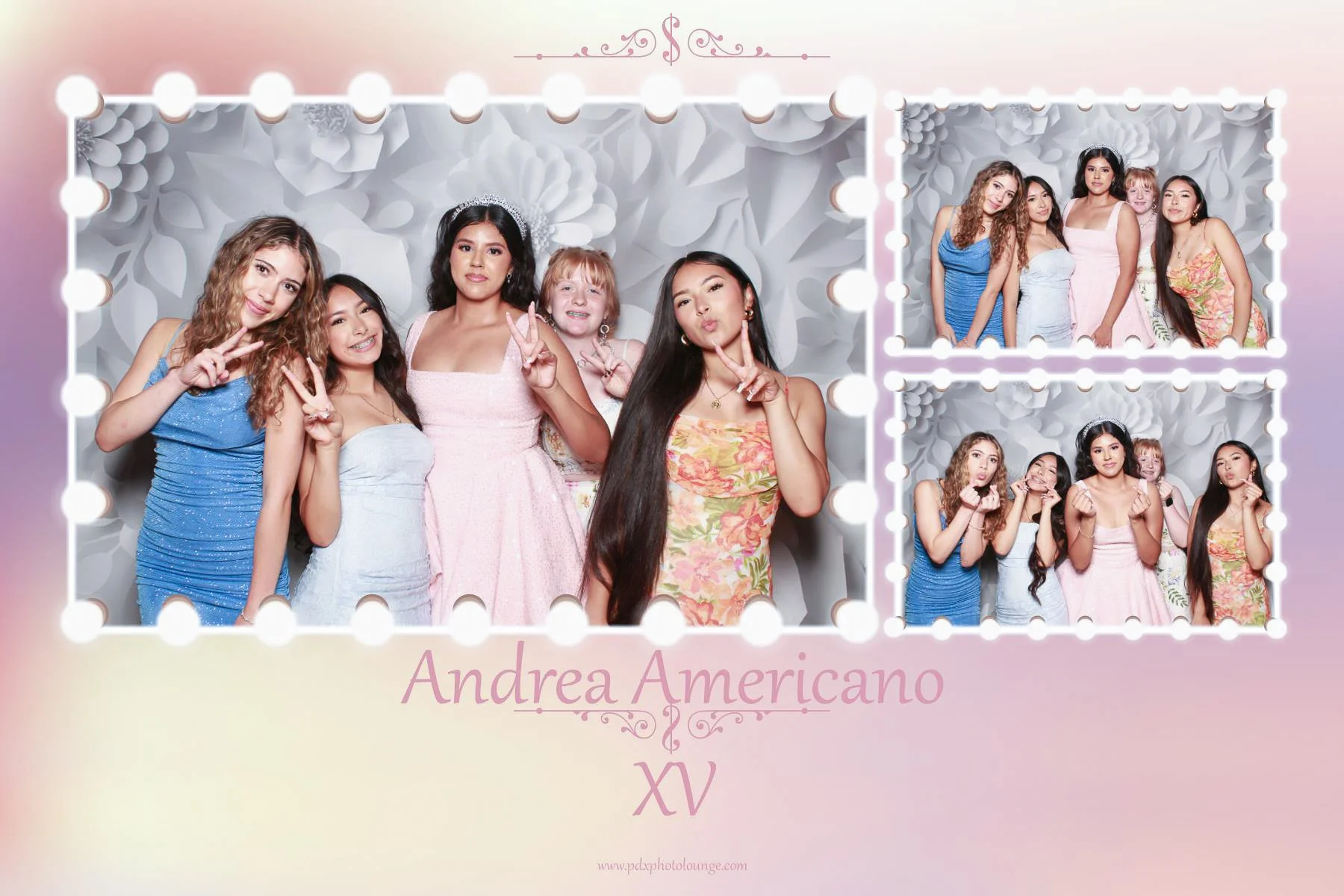 A Quinceanera photo booth print from an event at Shawn Gardner Dance studio in Tigard Oregon