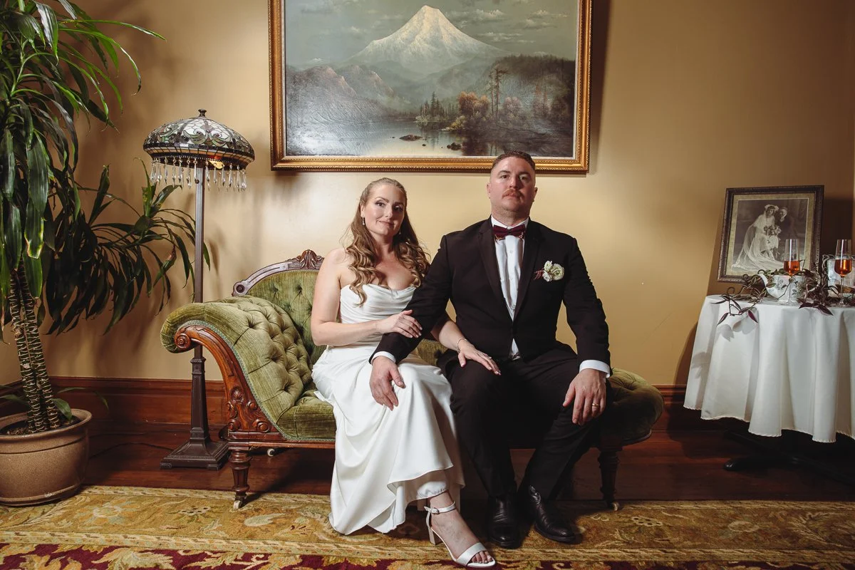 Wedding photo booth session at the Victorian Belle in Portland Oregon