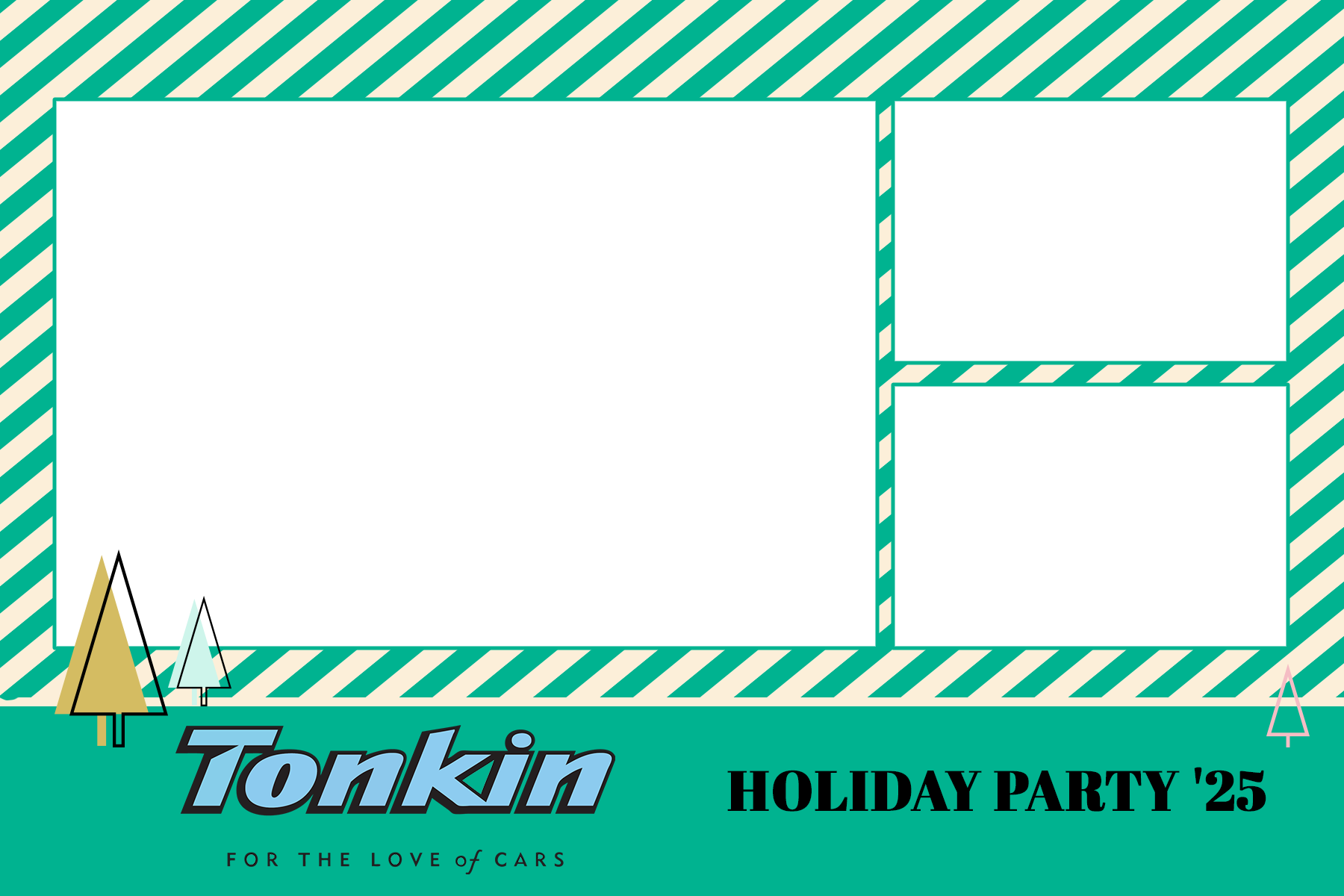 Branded print template with company logo overlay from a corporate photo booth