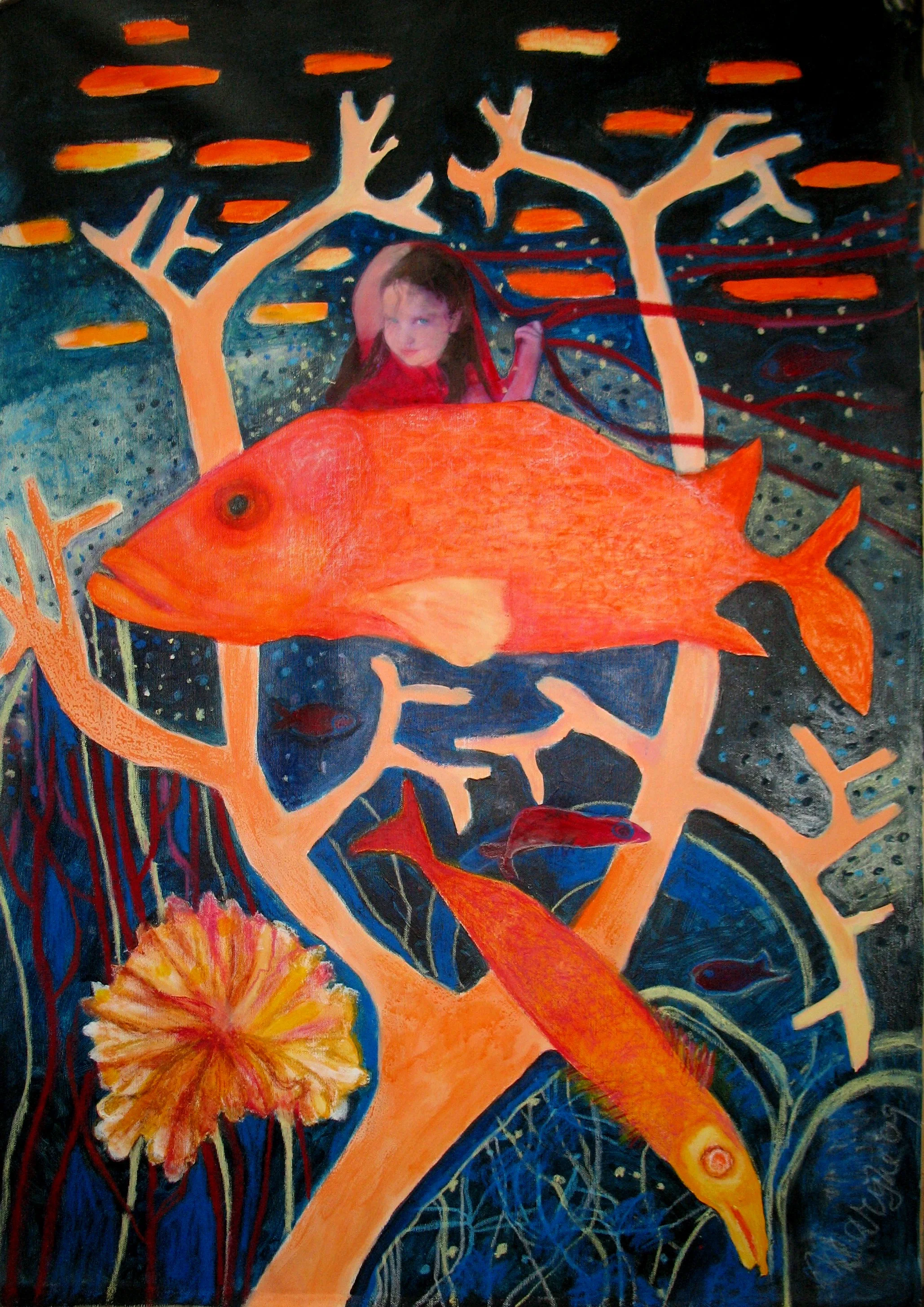 dina and fish70x 100canvas.JPG