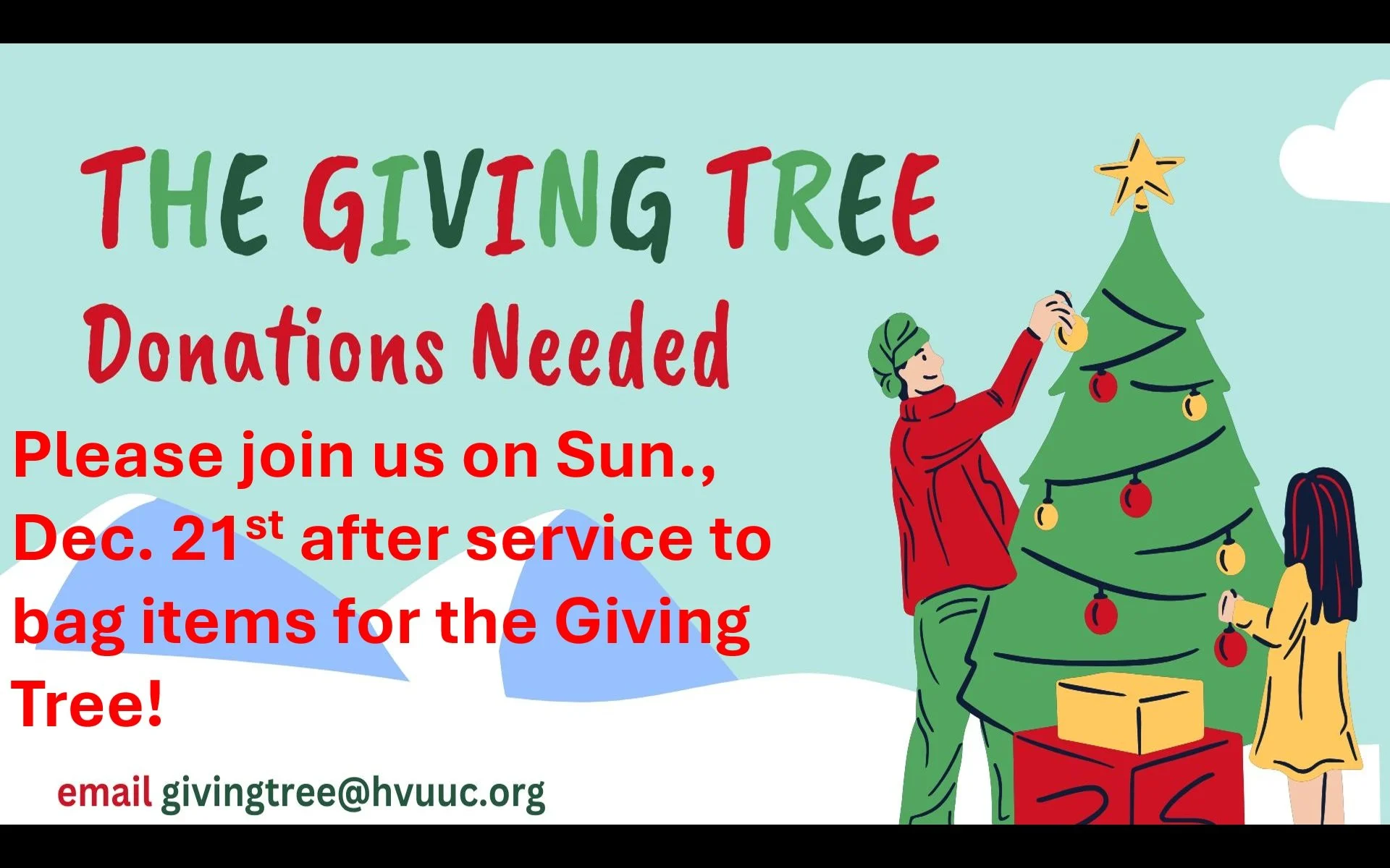 Giving Tree Donations and Volunteers